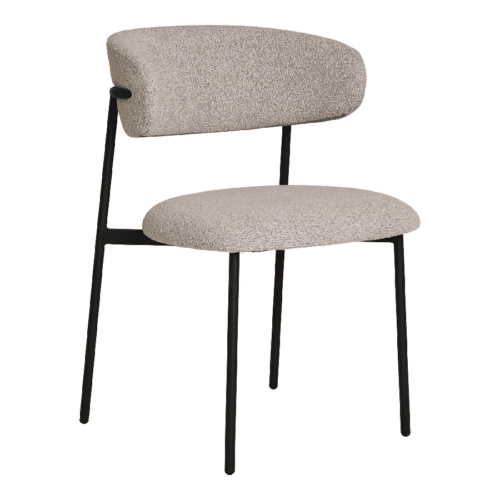 Mira Spisebordsstol i Sand Bouclé med Sorte Metalben Fra House Nordic | Polyester