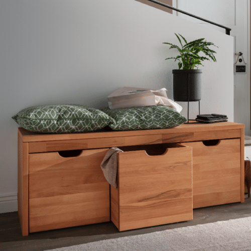 Sif Snedker Bænk med 3 Skuffer i Massiv FSC Bøgetræ og Naturolie fra Organic Sleep | B40 x H45 x L120