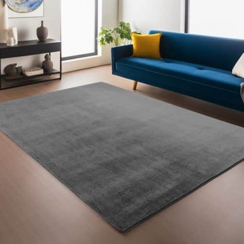 Sophia Gråt Gulvtæppe i Polyester fra Rugs by Uniquebeds Home & Living | Flere Størrelser i Firkantet & Rund
