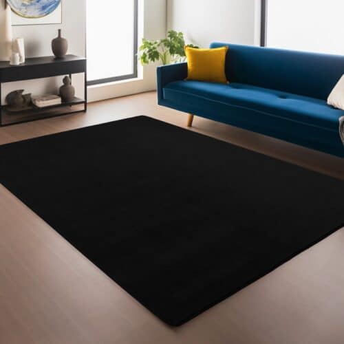 Sophia Sort Gulvtæppe i Polyester fra Rugs by Uniquebeds Home & Living | Flere Størrelser i Firkantet & Rund