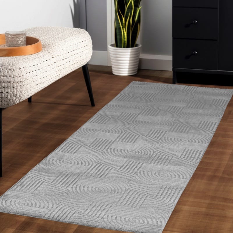 Maeve Gulvtæppe i Sølvgrå med Simpelt Mønster fra Rugs by Uniquebeds Home & Living | Flere Størrelser 1