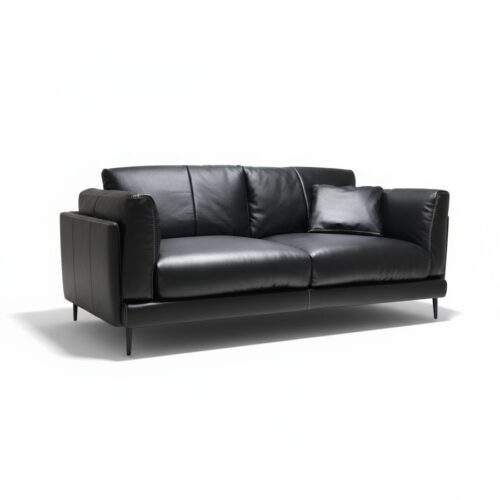Salina Sofasæt (3+2 Personers) I Sort Læder Med Dunindlæg Fra Hundevad & Co - 3433