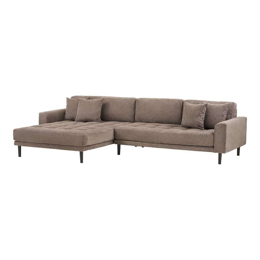 Lido Venstrevendt Loungesofa Brun Fløjl Sorte