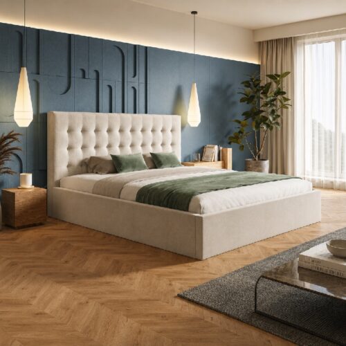 Slim Model 2 Polstret Sengeramme Med Opbevaring Fra CozyQuilt Sleep | Håndlaves i Møbelstof, Fløjl, Velour & Læder
