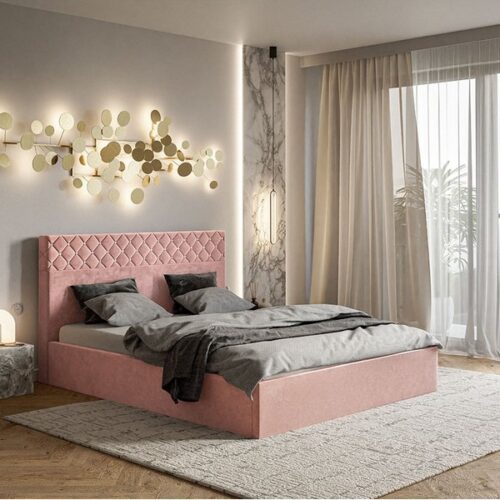 Gold Model 4 Polstret Sengeramme Med Opbevaring Fra CozyQuilt Sleep | Håndlaves i Møbelstof, Fløjl, Velour & Læder - Billede 1