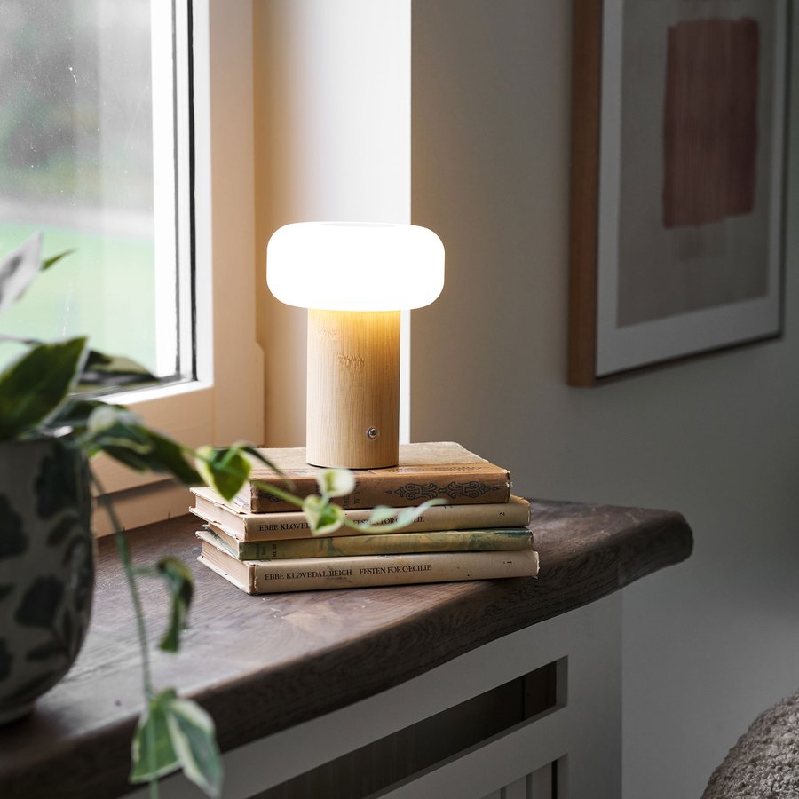Stafford Bordlampe Natur Hvid Ø13 5Xh18Cm