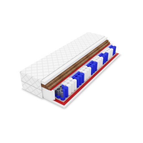 9 Zoners Springmadras i 18cm Med Indbygget Topmadras Fra CozyQuilt Sleep | Side 1 = Polyester (Medium) & Side 2 = Polyester + 2x Kokos (Fast) - Billede 1
