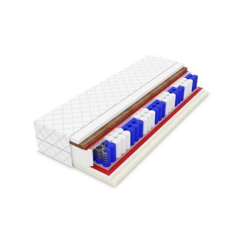 9 Zoners Springmadras i 19cm Med Indbygget Topmadras Fra CozyQuilt Sleep | Side 1 = Polyester + Latex (Fast) & Side 2 = Polyester + Kokos (Fast) - Billede 1