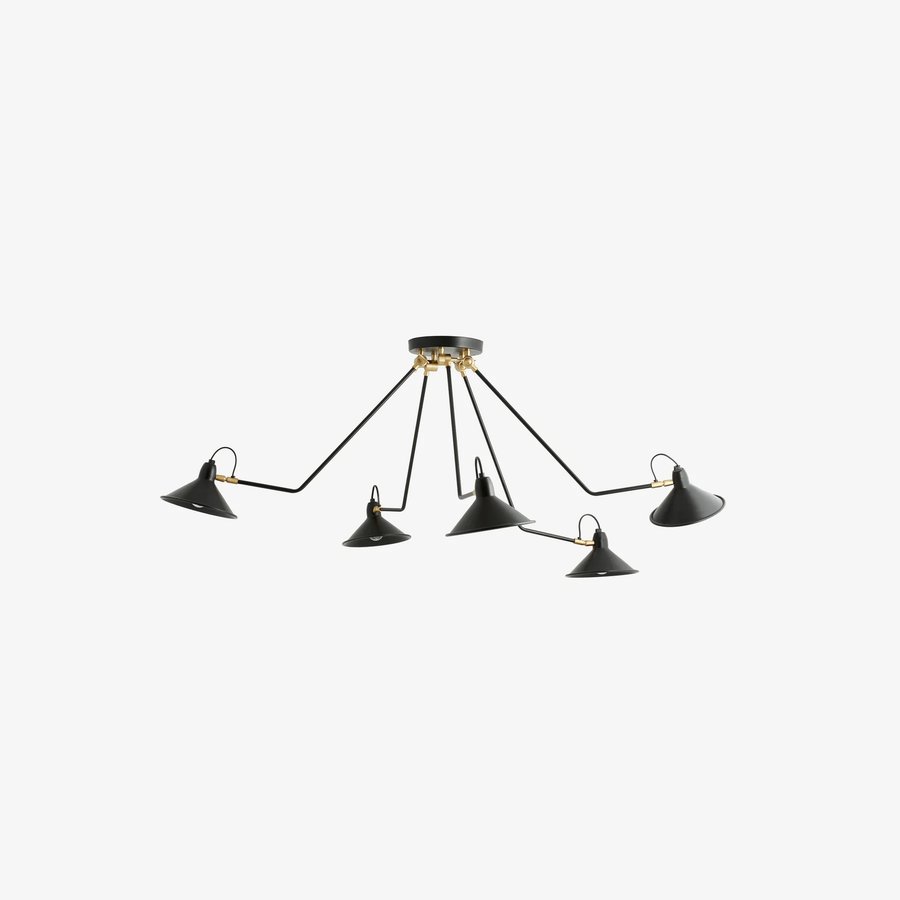 BRIMO Pendel i Sortlakeret Mteal med Messing Detaljer & 5 Arme fra Nordal | Sort, Guld hos uniquebeds, home & living - Billede 1