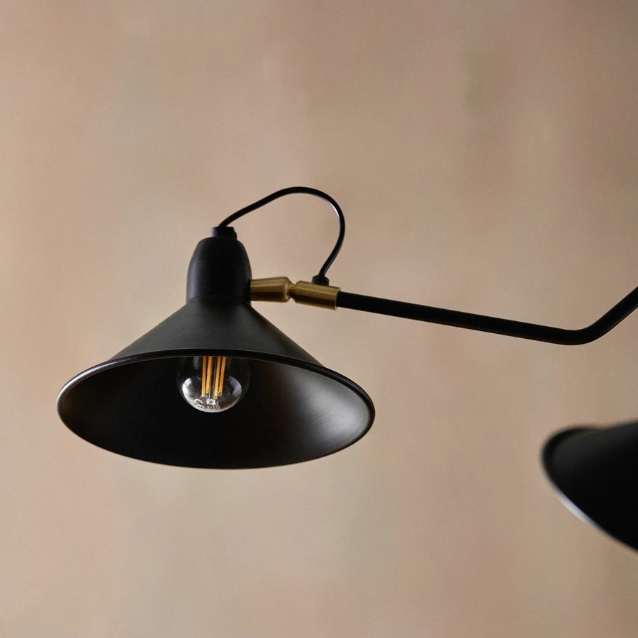 BRIMO Pendel i Sortlakeret Mteal med Messing Detaljer & 5 Arme fra Nordal | Sort, Guld hos uniquebeds, home & living - Billede 4