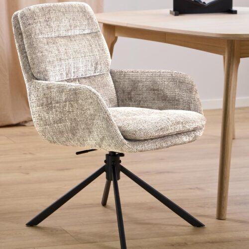Edgar Spisebordsstol Beige Juto Stof Armlæn