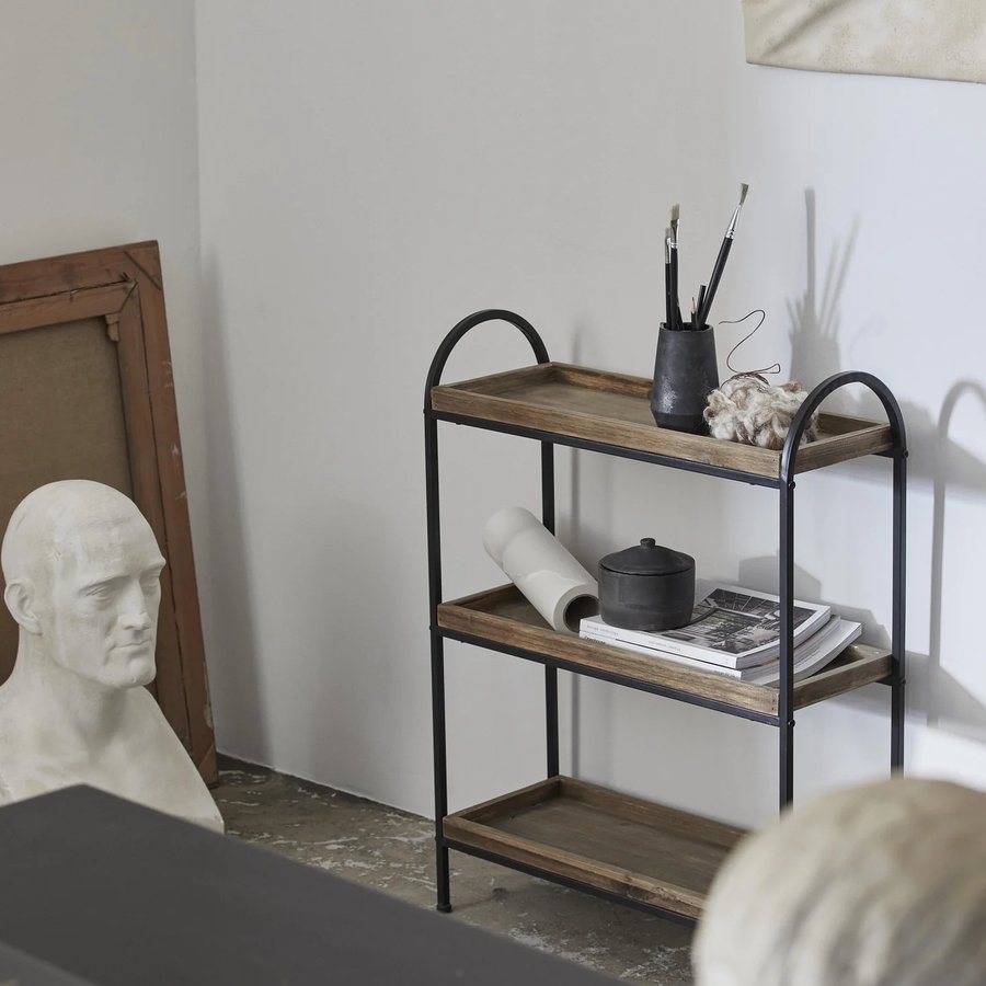 PATNA Hylde i Sort Metal med Hylder i Genanvendt Træ fra Nordal | 63x24x83 cm hos uniquebeds, home & living - Billede 4