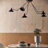 BRIMO Pendel i Sortlakeret Mteal med Messing Detaljer & 5 Arme fra Nordal | Sort, Guld hos uniquebeds, home & living - Billede 2