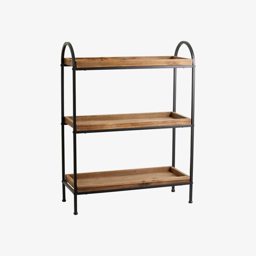PATNA Hylde i Sort Metal med Hylder i Genanvendt Træ fra Nordal | 63x24x83 cm hos uniquebeds, home & living - Billede 1